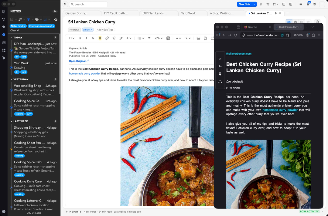 Web capture saved as a readable note in Inkolio